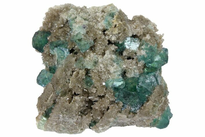 Green Fluorite Crystals on Quartz - China #128563